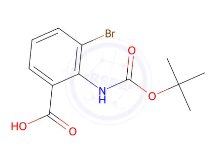 Chemical structure of 3-Bromo-2-((tert-butoxycarbonyl)amino)benzoic acid