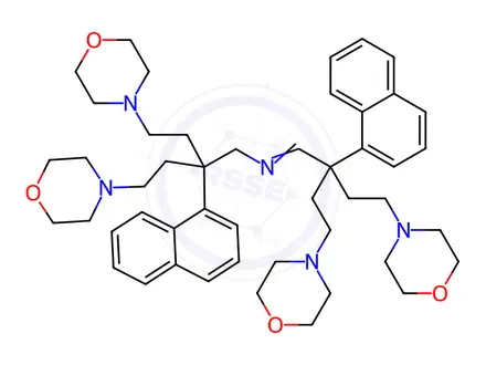 Chemical structure of 4,4'-[3-[N-[4-Morpholino-2-(1-naphtyl)-2-(2-morpholinoethyl)butyl]formimidoyl]-3-(1-naphtyl)pentamethylene]dimorpholine