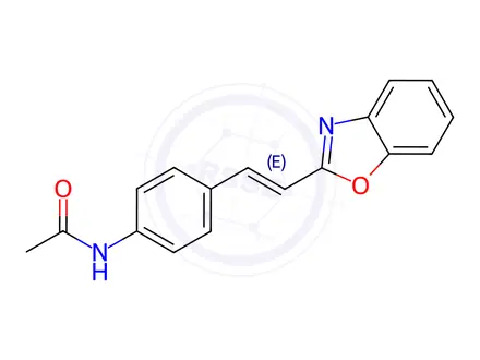 Chemical structure of N-{4-[(E)-2-(1,3-benzoxazol-2-yl)ethenyl]phenyl}acetamide