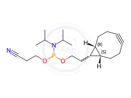 Chemical structure of rel-2-((1R,8S,9r)-Bicyclo[6.1.0]non-4-yn-9-yl)ethyl (2-cyanoethyl) diisopropylphosphoramidite
