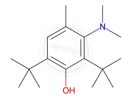 Chemical structure of 3-(dimethylamino)-2,6-bis(1,1-dimethylethyl)-p-cresol
