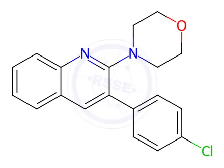 Chemical structure of 3-(4-chlorophenyl)-2-morpholinoquinoline
