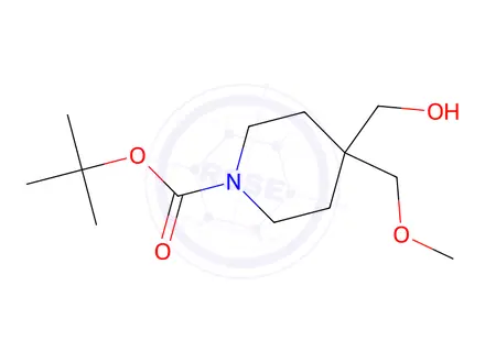 Chemical structure of tert-Butyl 4-(hydroxymethyl)-4-(methoxymethyl)piperidine-1-carboxylate