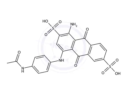 Chemical structure of 4-((4-Acetamidophenyl)amino)-1-amino-9,10-dioxo-9,10-dihydroanthracene-2,6-disulfonic acid