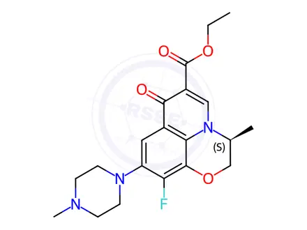 Chemical structure of Ethyl (S)-10-fluoro-3-methyl-9-(4-methylpiperazin-1-yl)-7-oxo-2,3-dihydro-7H-[1,4]oxazino[2,3,4-ij]quinoline-6-carboxylate