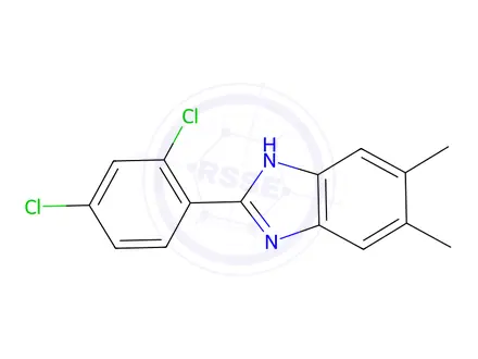 Chemical structure of 2-(2,4-Dichlorophenyl)-5,6-dimethyl-1H-benzo[d]imidazole