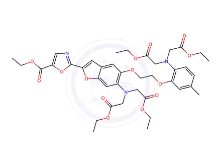 Chemical structure of Diethyl 2,2'-((2-(2-((6-(bis(2-ethoxy-2-oxoethyl)amino)-2-(5-(ethoxycarbonyl)oxazol-2-yl)benzofuran-5-yl)oxy)ethoxy)-4-methylphenyl)azanediyl)diacetate