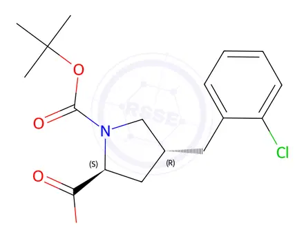 Chemical structure of (2S,4R)-1-(tert-butoxycarbonyl)-4-(2-chlorobenzyl)pyrrolidine-2-carboxylic acid