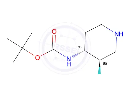 Chemical structure of tert-Butyl ((3R,4R)-3-fluoropiperidin-4-yl)carbamate