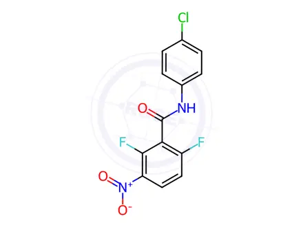 Chemical structure of N-(4-chlorophenyl)-2,6-difluoro-3-nitrobenzamide