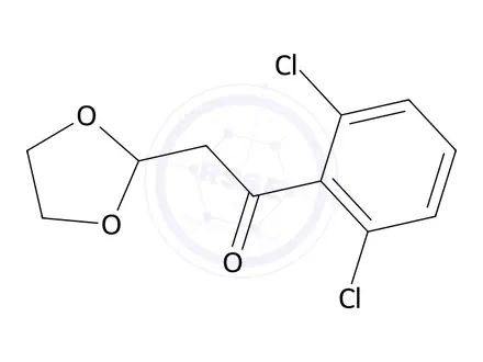 Chemical structure of 1263366-05-7 1-(2,6-Dichloro-phenyl)-2-(1,3-dioxolan-2-yl)-ethanone MFCD18433473