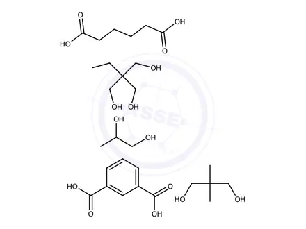 Chemical structure of 1,3-Benzenedicarboxylic acid, polymer with 2,2-dimethyl-1,3-propanediol, 2-ethyl-2-(hydroxymethyl)-1,3-propanediol, hexanedioic acid and 1,2-propanediol