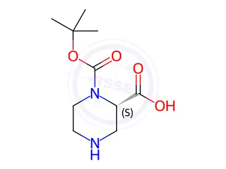 Chemical structure of (S)-4-Boc-Piperazine-3-carboxylic acid
