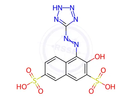 Chemical structure of 3-Hydroxy-4-(1H-tetrazol-5-ylazo)-2,7-naphthalenedisulfonic acid