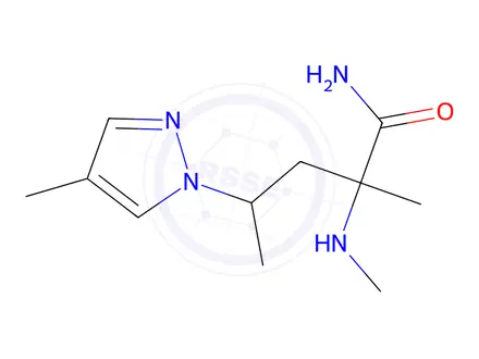 Chemical structure of 2-Methyl-4-(4-methyl-1h-pyrazol-1-yl)-2-(methylamino)pentanamide