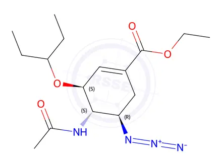 Chemical structure of Ethyl (3S,4S,5R)-4-acetamido-5-azido-3-(pentan-3-yloxy)cyclohex-1-ene-1-carboxylate