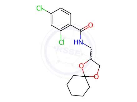 Chemical structure of N-((1,4-Dioxaspiro[4.5]decan-2-yl)methyl)-2,4-dichlorobenzamide