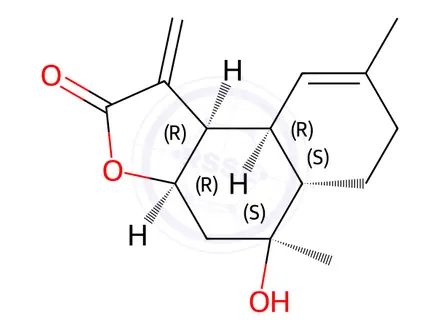 Chemical structure of 10beta-Hydroxycadina-4,11(13)-dien-12,8beta-olide