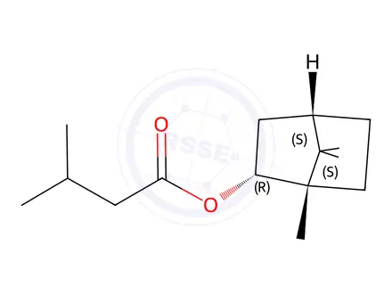 Chemical structure of (1S,2R,4S)-1,7,7-trimethylbicyclo[2.2.1]heptan-2-yl 3-methylbutanoate