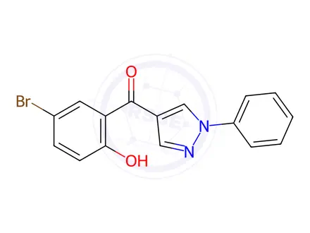 Chemical structure of (5-Bromo-2-hydroxy-phenyl)-(1-phenyl-1H-pyrazol-4-yl)ketone