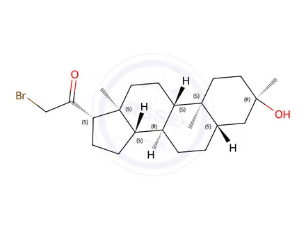Chemical structure of 2-Bromo-1-((3R,5S,8R,9S,10S,13S,14S,17S)-3-hydroxy-3,10,13-trimethylhexadecahydro-1H-cyclopenta[a]phenanthren-17-yl)ethan-1-one
