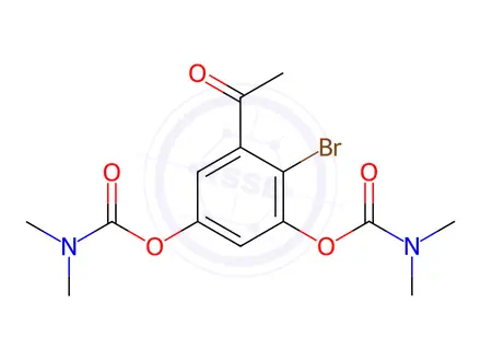 Chemical structure of Carbamic acid, dimethyl-, 5-acetyl-4-bromo-1,3-phenylene ester (9CI)