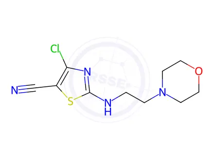 Chemical structure of 4-chloro-2-[(2-morpholinoethyl)amino]-1,3-thiazole-5-carbonitrile