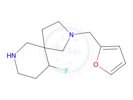 Chemical structure of 10-Fluoro-2-(furan-2-ylmethyl)-2,7-diazaspiro[4.5]decane
