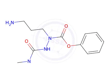 Chemical structure of N(alpha)-(N,N-dimethylcarbamoyl)-alpha-azaornithine phenyl ester