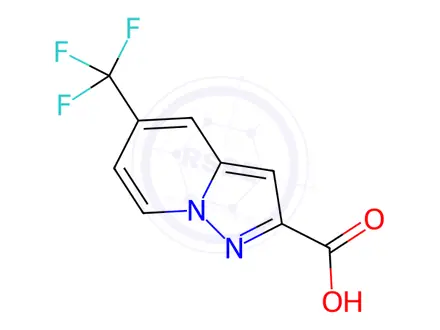 Chemical structure of 5-trifluoromethylpyrazolo [1,5-A] pyridin-2-carboxylic acid