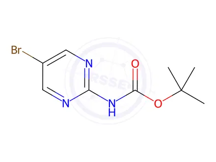 Chemical structure of 2-(N-BOC-Amino)-5-bromopyrimidine