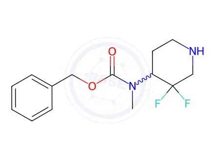 Chemical structure of Carbamic acid, N-(3,3-difluoro-4-piperidinyl)-N-methyl-,phenylmethyl ester