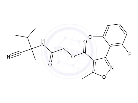 Chemical structure of 2-((2-Cyano-3-methylbutan-2-yl)amino)-2-oxoethyl 3-(2-chloro-6-fluorophenyl)-5-methylisoxazole-4-carboxylate