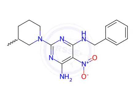 Chemical structure of N4-Benzyl-2-(3-methylpiperidin-1-yl)-5-nitropyrimidine-4,6-diamine