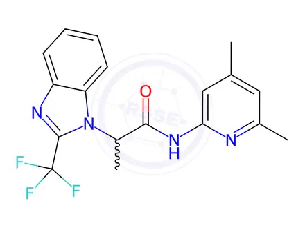 Chemical structure of N-(4,6-dimethylpyridin-2-yl)-2-(2-(trifluoromethyl)-1H-benzo[d]imidazol-1-yl)propanamide
