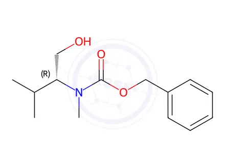 Chemical structure of Carbamic acid, N-[(1R)-1-(hydroxymethyl)-2-methylpropyl]-N-methyl-, phenylmethyl ester
