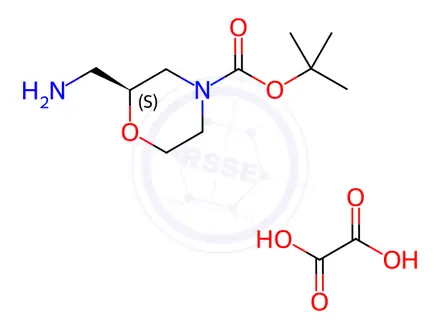 Chemical structure of Tert-butyl (2S)-2-(aminomethyl)morpholine-4-carboxylate;oxalic acid