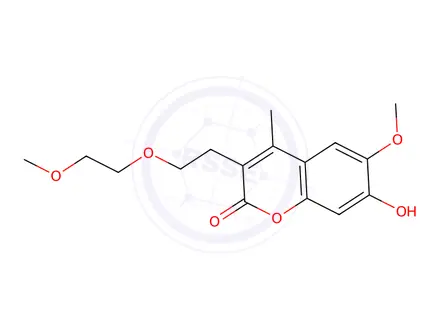 Chemical structure of 2H-1-Benzopyran-2-one, 7-hydroxy-6-methoxy-3-[2-(2-methoxyethoxy)ethyl]-4-methyl-