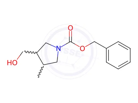 Chemical structure of Benzyl 3-(hydroxymethyl)-4-methylpyrrolidine-1-carboxylate