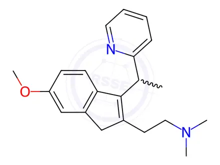 Chemical structure of 6-Methoxy-N,N-dimethyl-3-[1-(2-pyridinyl)ethyl]-1H-indene-2-ethanamine