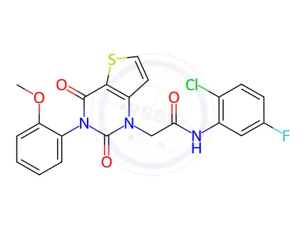 Chemical structure of N-(2-chloro-5-fluorophenyl)-2-[3-(2-methoxyphenyl)-2,4-dioxothieno[3,2-d]pyrimidin-1-yl]acetamide