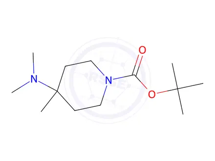 Chemical structure of tert-butyl 4-(dimethylamino)-4-methylpiperidine-1-carboxylate