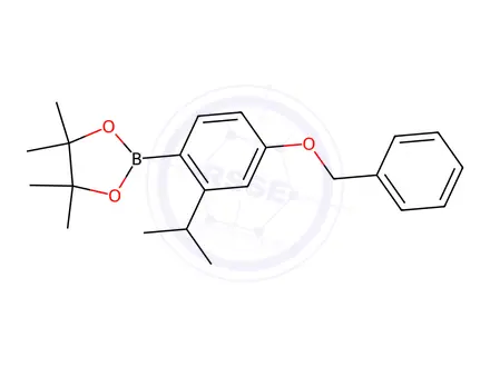 Chemical structure of 2-(4-(Benzyloxy)-2-isopropylphenyl)-4,4,5,5-tetramethyl-1,3,2-dioxaborolane