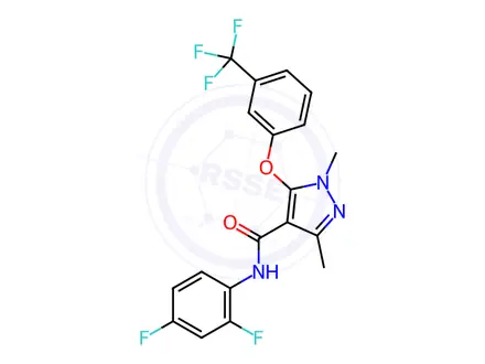 Chemical structure of N-(2,4-Difluorophenyl)-1,3-dimethyl-5-[3-(trifluoromethyl)phenoxy]-1H-pyrazole-4-carboxamide