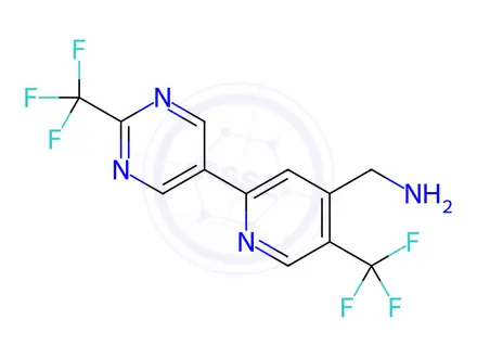 Chemical structure of (5-(Trifluoromethyl)-2-(2-(trifluoromethyl)pyrimidin-5-yl)pyridin-4-yl)methanamine