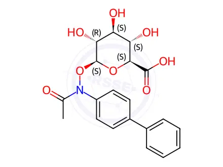 Chemical structure of beta-D-Glucopyranuronic acid, 1-((acetyl(1,1'-biphenyl)-4-ylamino)oxy)-1-deoxy-