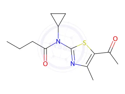 Chemical structure of N-(5-Acetyl-4-methylthiazol-2-yl)-N-cyclopropylbutyramide