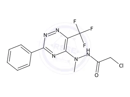 Chemical structure of 2-Chloro-N'-methyl-N'-(3-phenyl-6-(trifluoromethyl)-1,2,4-triazin-5-yl)acetohydrazide