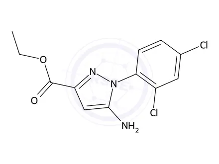 Chemical structure of Ethyl 5-amino-1-(2,4-dichlorophenyl)-1H-pyrazole-3-carboxylate