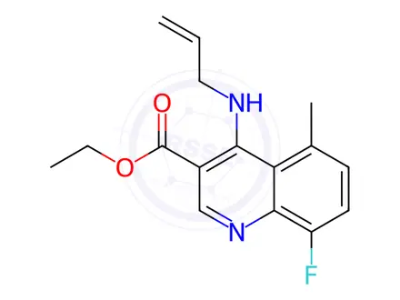 Chemical structure of Ethyl 8-fluoro-5-methyl-4-[(prop-2-en-1-yl)amino]quinoline-3-carboxylate